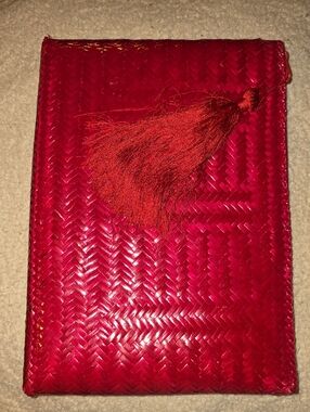 Source Unknown Red Woven Tassel Clutch